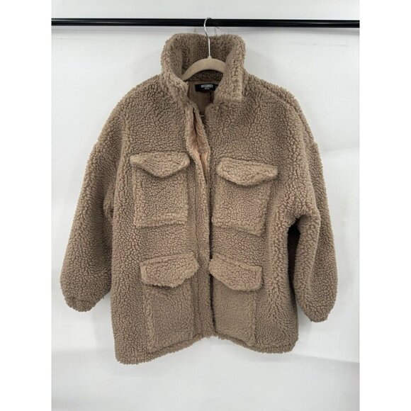 Missguided Jackets & Blazers - Missguided Teddy Shacket Women Petite 6 Tab Sherpa Fleece Granolagirl Bohemian
